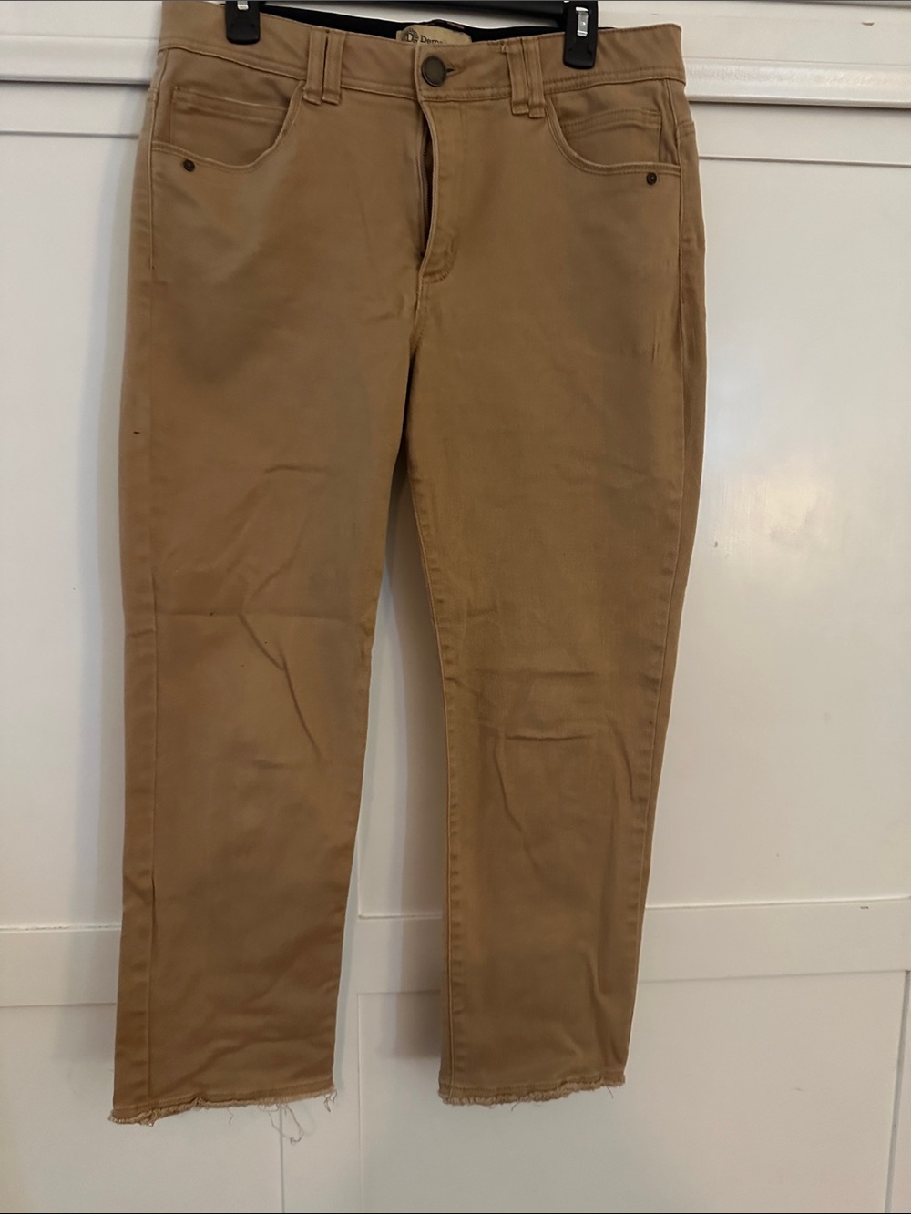 Democracy Tan Cropped Straight-Leg Jeans